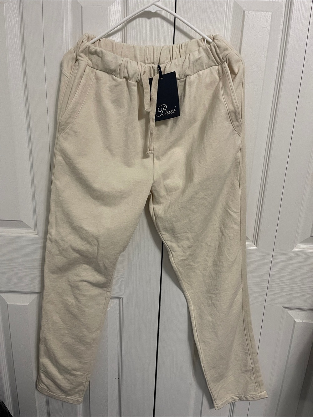 Baci Men's Cream Jogger Sweatpants